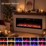 NEW LED Fireplace Media Wall Fire Insert/Wall Mounted Electric Heater 50 60inch