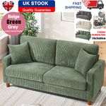 3 Seater Corduroy Sofa Large Modern Sofa Couch Seats Settee with 2 Throw Pillows