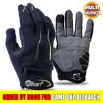 CAIMAN Full Finger Cycling Gloves Leather Palm Touchscreen MTB Road, Small – 2XL