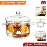 Jucoan 1.5L/50oz Glass Saucepan with Cover, Heat Resistant Stovetop Glass...