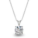 GIA 2Ct Round Moissanite Diamond Solitaire Pendant Necklace in 14k White Gold