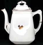 Wedgwood & Co Ironstone Teapot White Tea Leaf Antique 1890s Signed