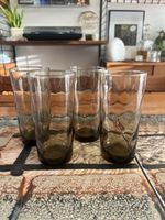 Vintage Twisted Swirl Smoked Glass Highball Glasses Set Of 4 1970s Retro Barware