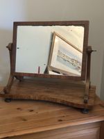 Antique Victorian Mahogany Swing Mirror - Adjustable - With Patina To Mirror