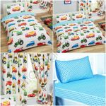TRUCKS & TRANSPORT - KIDS DUVET COVER / FITTED SHEET / CURTAINS / WALLPAPER