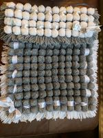 New Grey And White Pompom Blanket