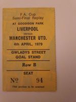 Manchester United v Liverpool FA cup semi final 1978/9 replay at Goodison ticket