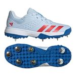 2026 adidas Howzat Spike Cricket Shoes Crystal Sky/Ruby Red - Junior - Free P&P