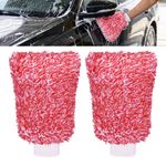 Microfiber Car Wash Mitt Gloves for Car Washing Cleanning 2 Pack  Scratch Free