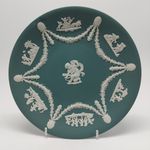 Wedgwood Jasperware Teal/White Collector's Society Trophy Plate Cupid/Eros +Swag