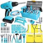 Toys For 3+ Years Olds Kids Tool Set Pretend Play Tool Box & Vest Electric Drill