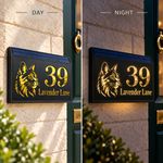 Personalised Cat Solar LED House Sign Door Number Street Name Outdoor Plaque