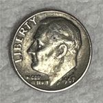 1967 ROOSVELT DIME, No Mint Mark,RIM IN GOD WE TRUST YEAR LIBERTY ERROR