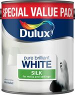 Dulux Silk Pure Brilliant White Silk Emulsion  Walls  Ceilings Paint 3L