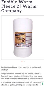 Warm Company Fusible Warm Fleece 2 Soft Fleece Fusible Double Sided 1.5 Mt Piece