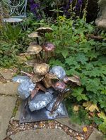 Copper fungi water feature