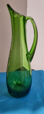 Vintage Mid Century Green Glass Mini Pitcher