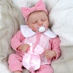 17 inch Reborn Baby Doll Girl Twinnie Sleeping Full Vinyl Body Pink Outfit Gift