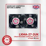 Server Rack Data Network Cabinet Cooling Fans set of 2 Black