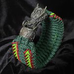 Paracord Bracelet, brass black Dragon head clasp, stitched