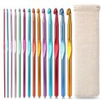 14 Pcs Crochet Hooks Set Knitting Needles Multi Colour Aluminium 2mm - 10mm