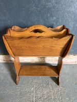 Magazine Newspaper Rack/Caddy Antique Oak, Lower Shelf, Carved Handle Cutout.