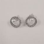 Pearl & Pavé Halo Stud Earrings Pandora Treated Freshwater Cultured