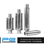 Round Exhaust Silencer 304 Stainless Steel Muffler Body Centre IN OUT Profusion