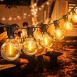 30m 60m Outdoor Festoon String Lights Mains Powered LED G40 Bulb For Garden Xmas