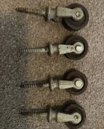 Antique Original Pre-1890 Screw-In Furniture Castors, Metal, Brown/Grey Set of 4