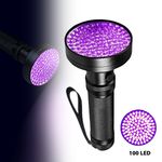 UV Ultra Violet 100-LED Flashlight Blacklight Detection Torch Lamp Light Outdoor
