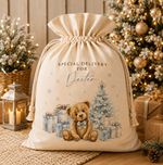 Christmas Santa Sack Special Delivery Teddy Bear Design Beige 50x70cm