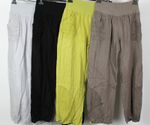 NEW LADIES ITALIAN LAGENLOOK 2 POCKET BOHO LINEN HAREM BAGGY PLAIN TROUSERS