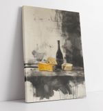 WINE AND CHEESE BLACK SPLASH KITCHEN DECOR FRAMED CANVAS WALL ART PICTURE PRINT