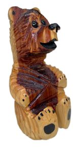 6.5”Carved Wood Bear Business Card Holder Figurine Primitive Rustic Folk Art