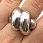 925 Sterling Silver Vintage Mexico Modernist Ribbed Dome Oxidized Ring Size 7.5