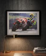 Valentino Rossi MotoGP A3 print from painting by Greg Tillett poster Wall art