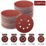 100PCS SANDING DISCS 40 60 80 120 240 GRIT ORBITAL SANDER PADS 5" 125MM