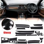 Glossy Carbon Fiber Sticker For BMW X5 E70 Interior Center Console Molding Decal