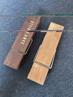 Pair of Vintage Wooden Jumbo Clothes Pegs Novelty Big Deals Damn’d Bills(a2)