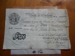 Bank of England White £5 Five Pounds note Lot 16