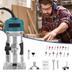 12000W Electric Hand Trimmer Wood Laminator Palm Router w/15PCS Router Bits Set