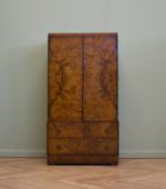 Art Deco Walnut Tallboy Linen Cabinet, 1930s #2178