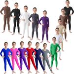 UK Kid Girls Long Sleeve Dance Gymnastics Leotard Catsuit Jumpsuits Sportswear