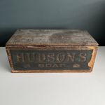 Antique HUDSON’S SOAP Wooden Crate Box Vintage Advertising Display Prop 1920s