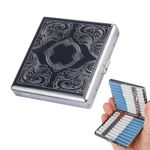 Metal Cigarette Case 20 Box Holds For Roll Ups Tin Silver 