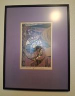 Tadashi Nakayama Woodblock Print Boy with Birds Signed 1957 Vintage Japanese Art
