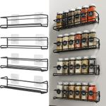 4x Kitchen Metal Spice Herb Jar Rack Cupboard Door Wall Storage Organiser Holder