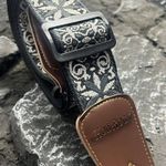 Retro Guitar Strap Black Grey  for Acoustic Bass Electric Heavy Duty Adjustatble