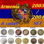 Armenia 6x coins set 2003 2004 UNC 10 20 50 100 200 500 Dram National coat arms 